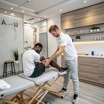 Fisioterapeuta practicando neurorehabilitación en Badajoz